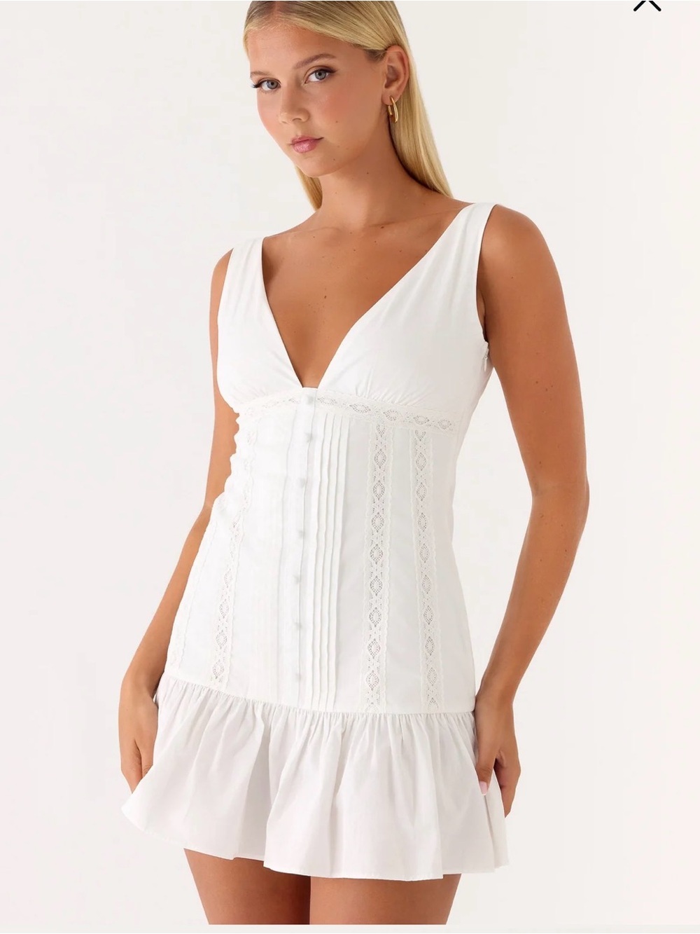Peppermayo 
Gretel Mini Dress
Pleated Mini Dress in White